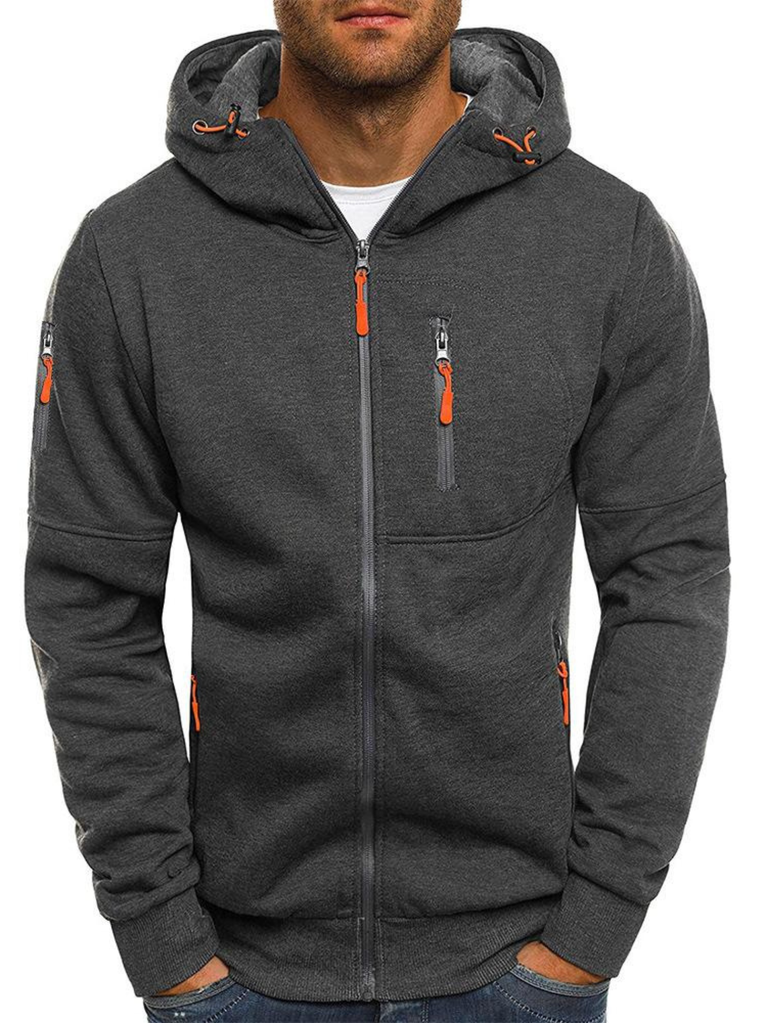 Sportjacke für Herren, Slim Fit mit Kapuze | Leicht