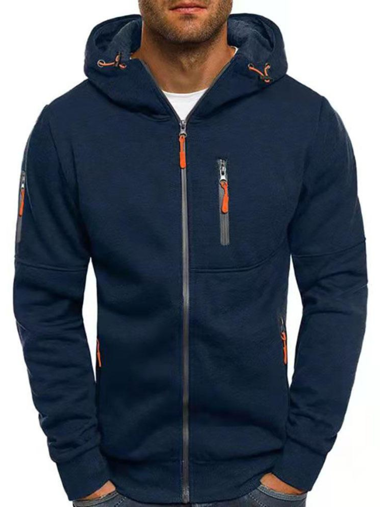 Sportjacke für Herren, Slim Fit mit Kapuze | Leicht