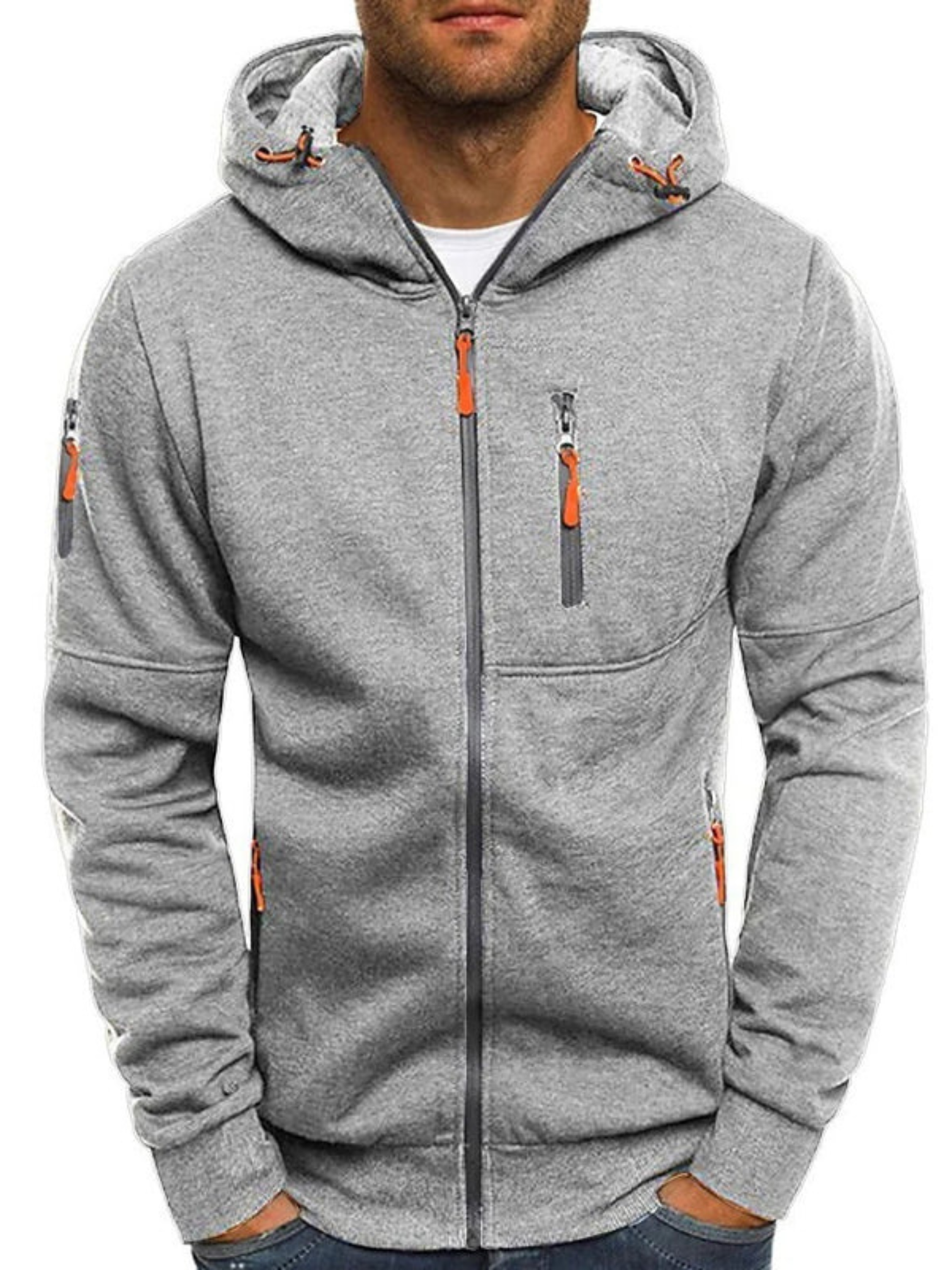 Sportjacke für Herren, Slim Fit mit Kapuze | Leicht