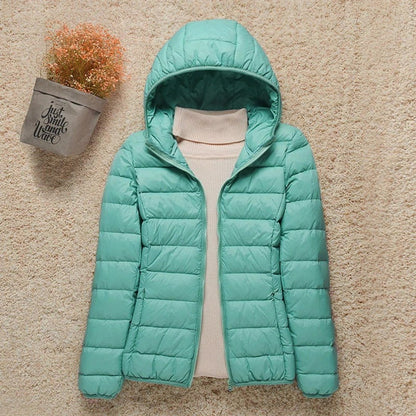Damen Steppjacke mit Kapuze ultraleichte Übergangsjacke - Türkis