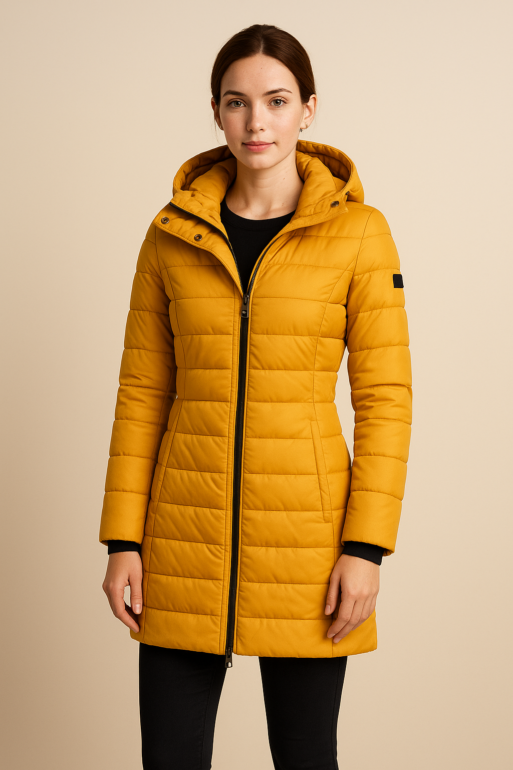 Steppjacke für Damen, wasserabweisend, langes Steppdesign | Winter