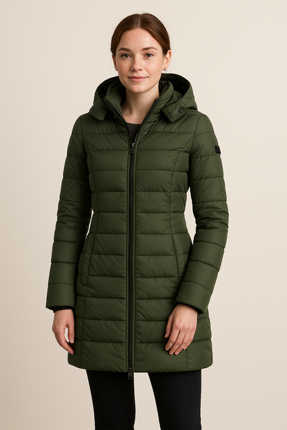 Steppjacke für Damen, wasserabweisend, langes Steppdesign | Winter