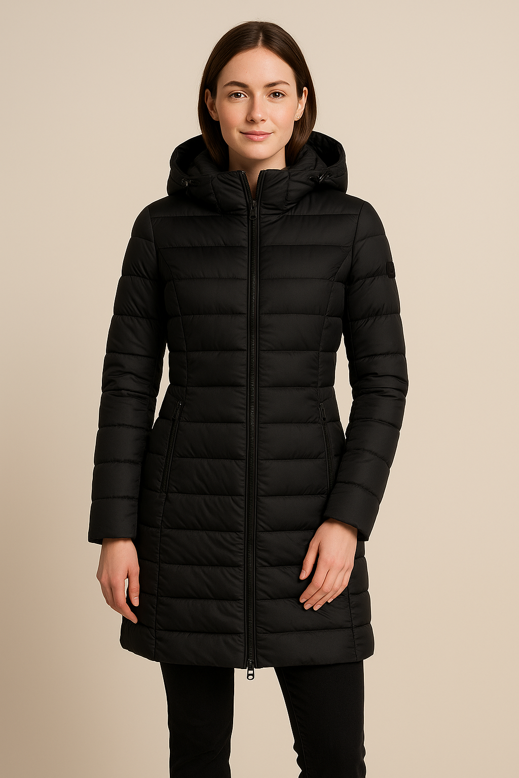 Steppjacke für Damen, wasserabweisend, langes Steppdesign | Winter