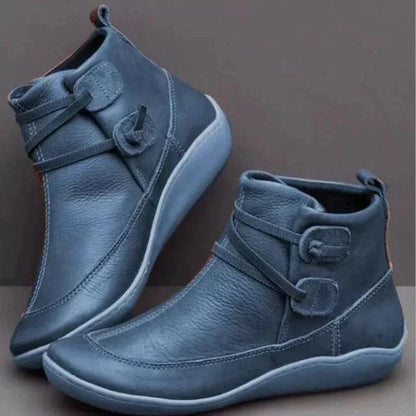 Stiefel Damen | Flache Sohle & Wickelriemen