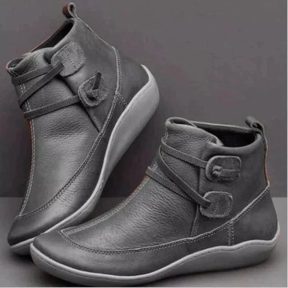 Stiefel Damen | Flache Sohle & Wickelriemen