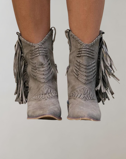 Stiefel Damen | Fransen & Western-Stickerei