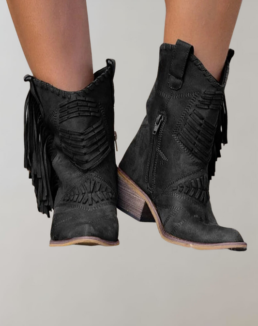 Stiefel Damen | Fransen & Western-Stickerei
