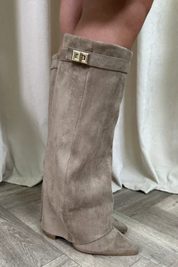 Stiefel Damen | Umschlag-Schaft & Metallschnalle