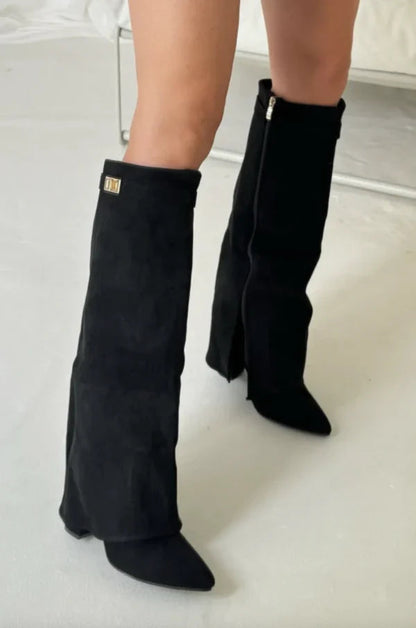 Stiefel Damen | Umschlag-Schaft & Metallschnalle