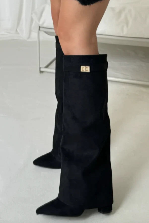 Stiefel Damen | Umschlag-Schaft & Metallschnalle