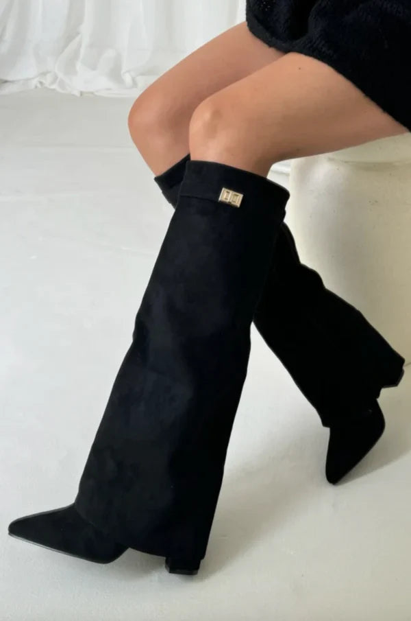 Stiefel Damen | Umschlag-Schaft & Metallschnalle