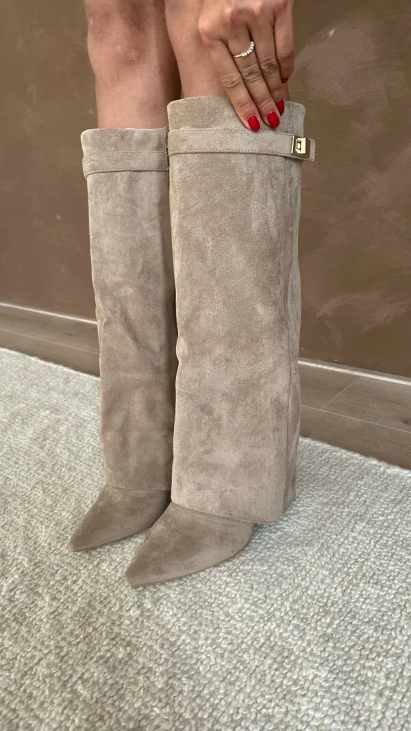 Stiefel Damen | Umschlag-Schaft & Metallschnalle