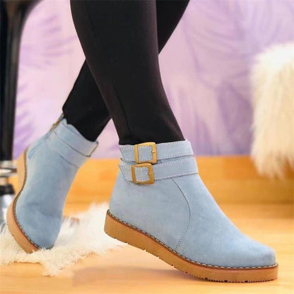Stiefelette Damen | Schnallenriemen & flache Sohle