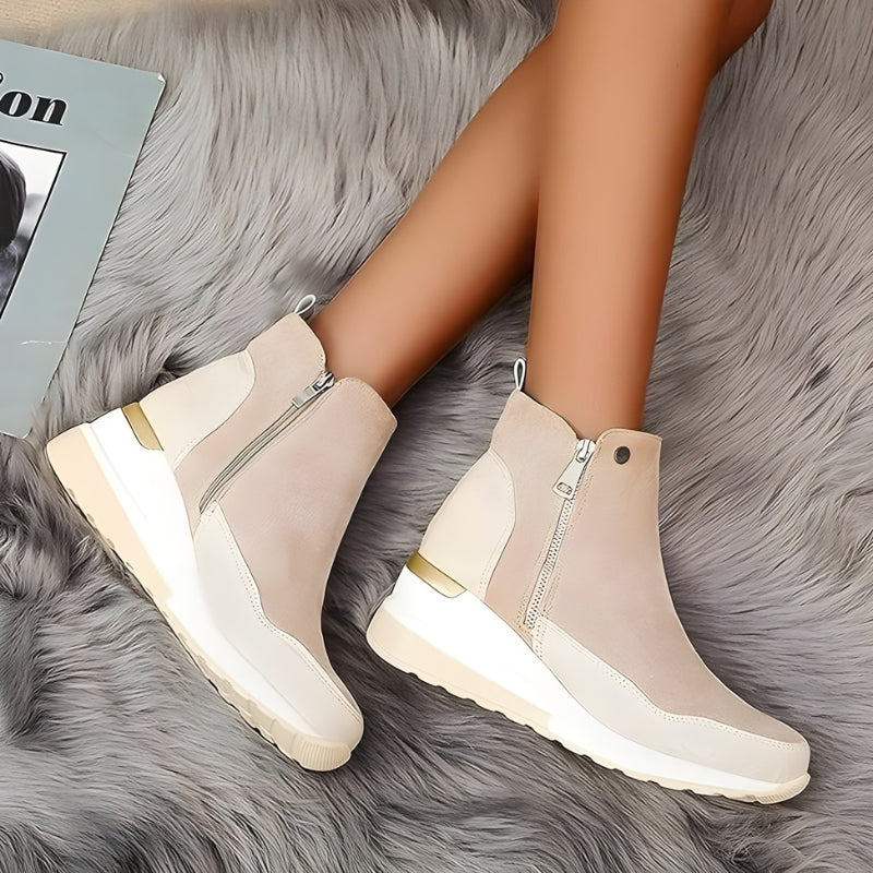 Stiefeletten Damen | Keilsohle & Seitenzip