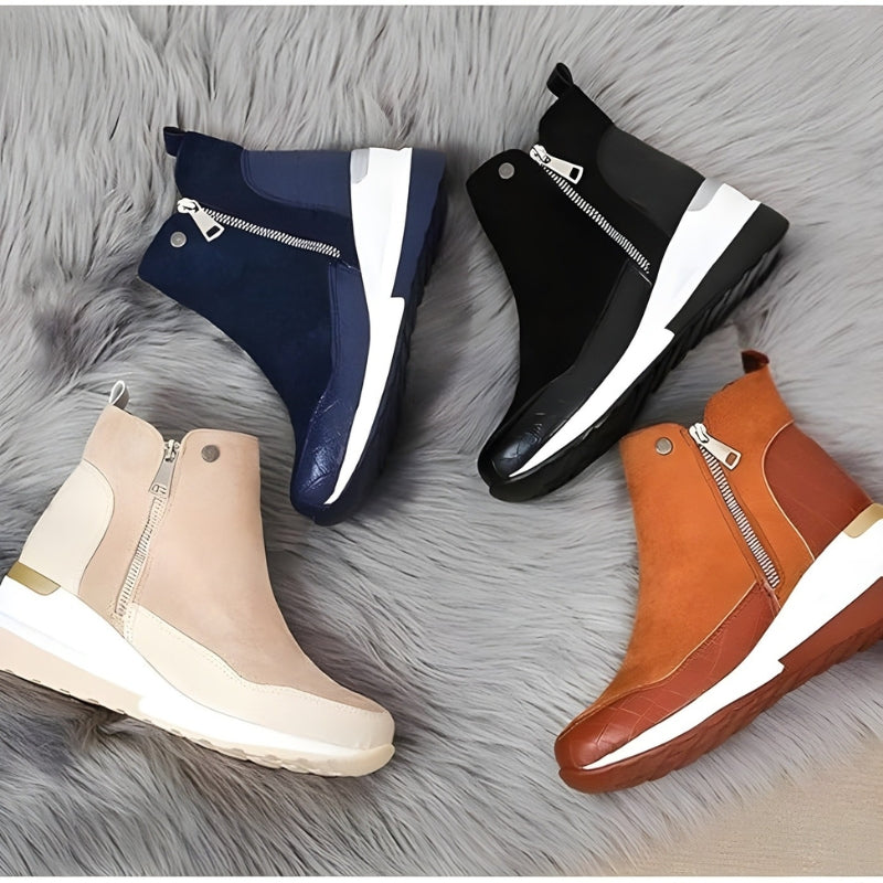 Stiefeletten Damen | Keilsohle & Seitenzip