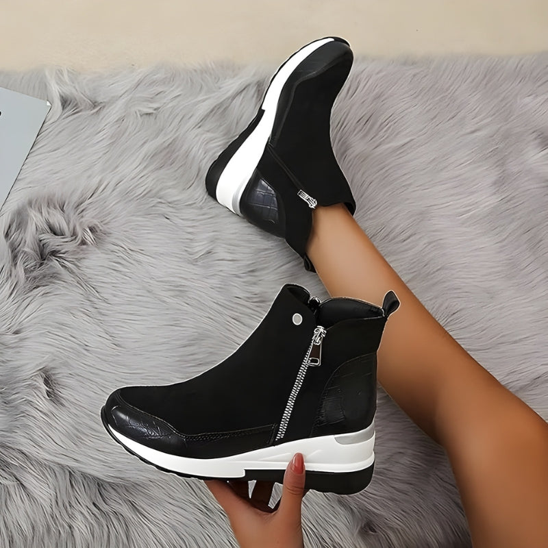 Stiefeletten Damen | Keilsohle & Seitenzip