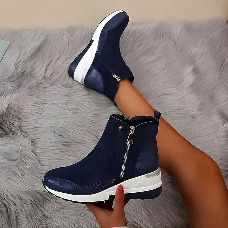 Stiefeletten Damen | Keilsohle & Seitenzip