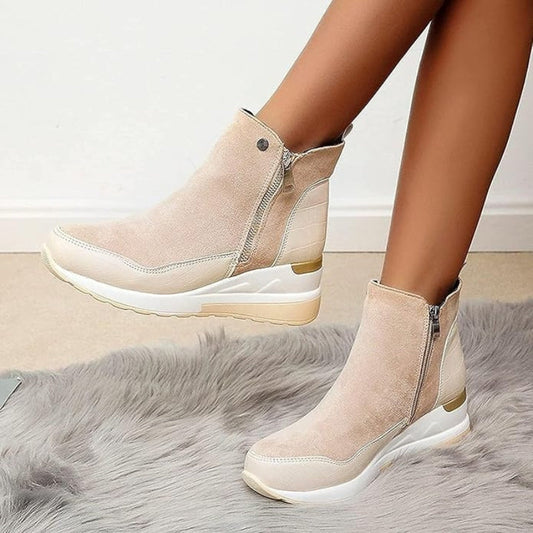 Stiefeletten Damen | Keilsohle & Seitenzip