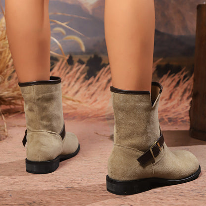 Gerdvik | Damen Stiefeletten Ankle Boots mit Schnalle - Beige - Image 4