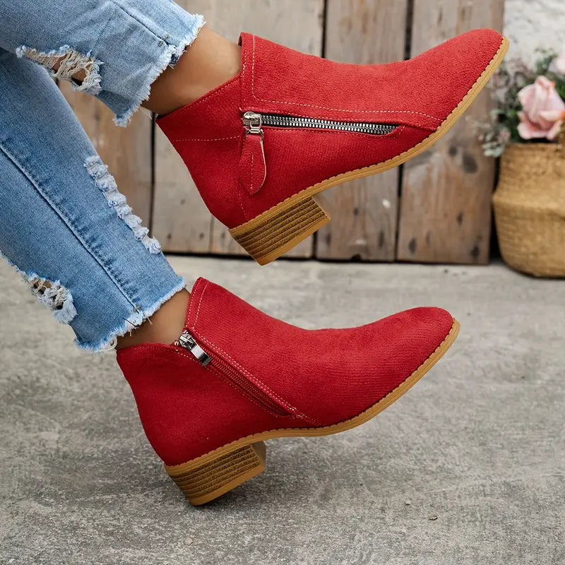 Stiefeletten Damen | Spitze Kappe & Seitlicher Zipper
