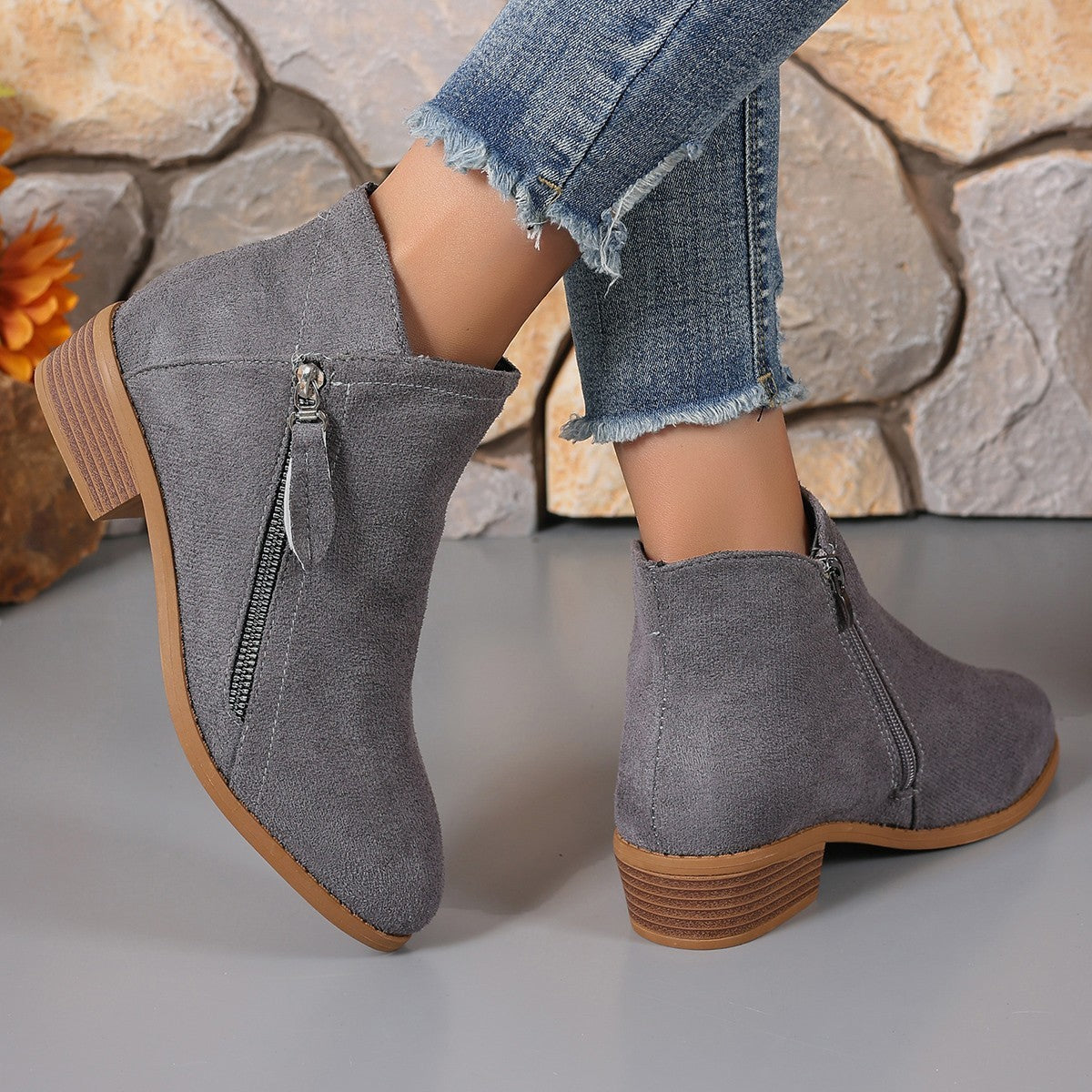 Stiefeletten Damen | Spitze Kappe & Seitlicher Zipper
