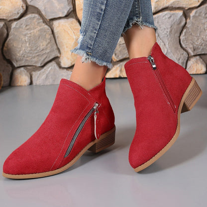 Stiefeletten Damen | Spitze Kappe & Seitlicher Zipper
