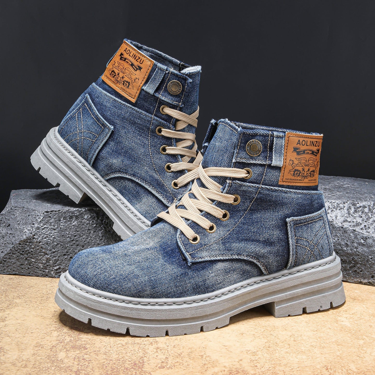 Stiefeletten Herren | Schnürboots im Used-Look