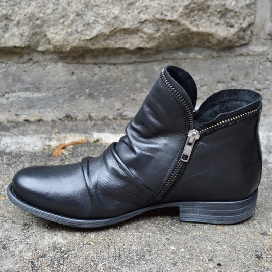 Stiefeletten für Damen, seitlicher Reißverschluss, Raffdetails | Komfort für jeden Tag