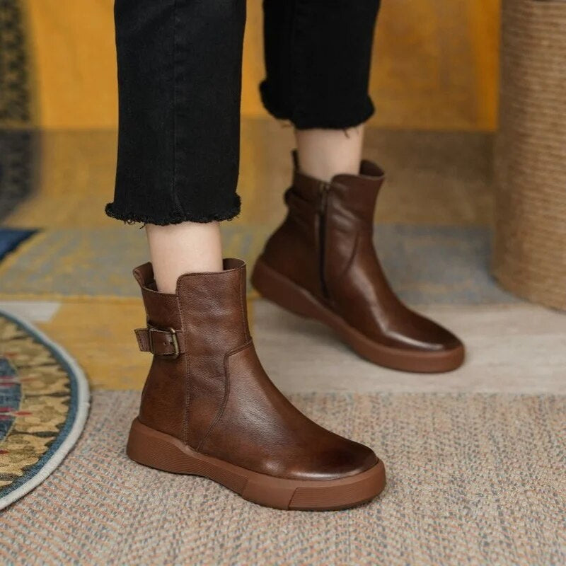 Stiefeletten für Damen, seitlicher Schnallenverschluss | Komfortpassform