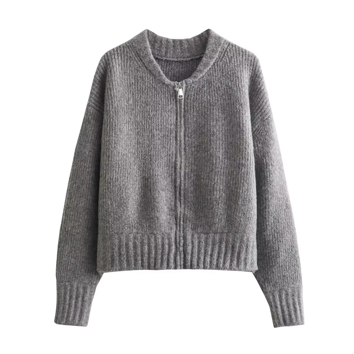 Strickjacke Damen | Cropped & Rundhals im Rippenstrick