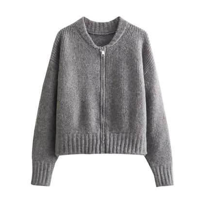 Strickjacke Damen | Cropped & Rundhals im Rippenstrick