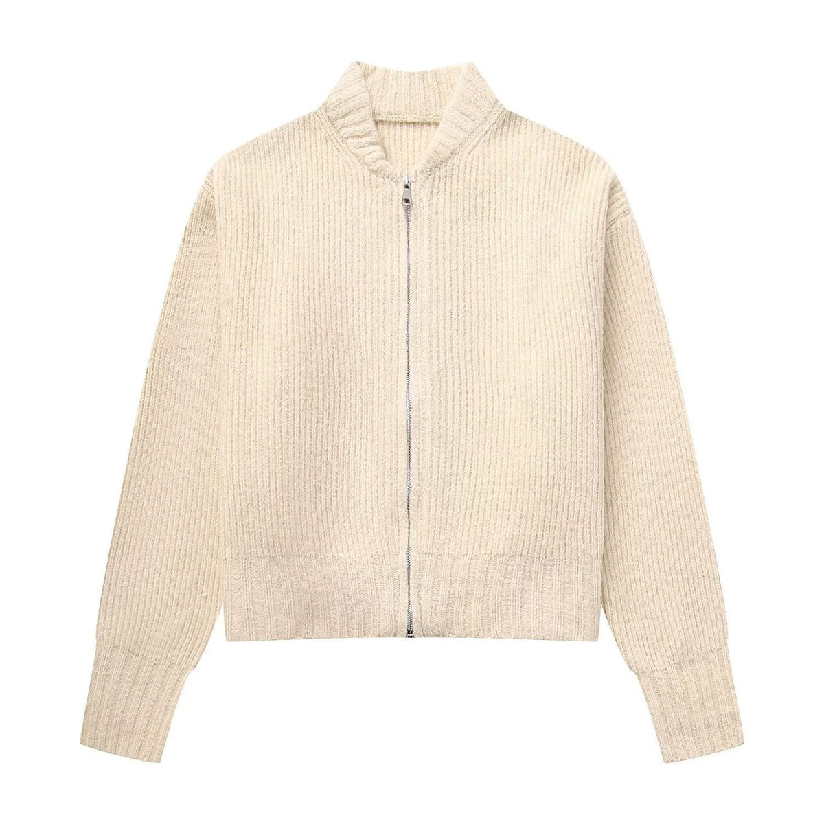 Strickjacke Damen | Cropped & Rundhals im Rippenstrick