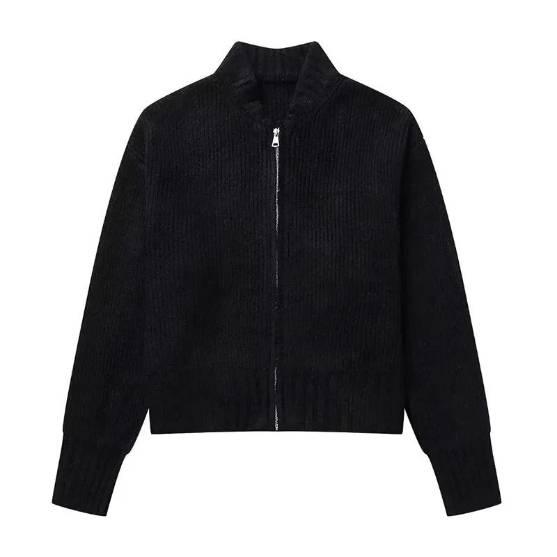 Strickjacke Damen | Cropped & Rundhals im Rippenstrick