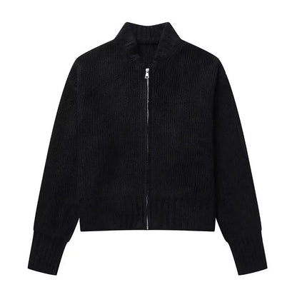 Strickjacke Damen | Cropped & Rundhals im Rippenstrick