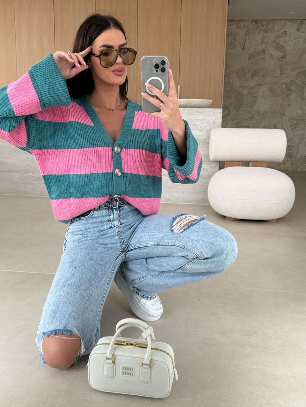 Strickjacke Damen | Gestreift & Kuschelig Weich