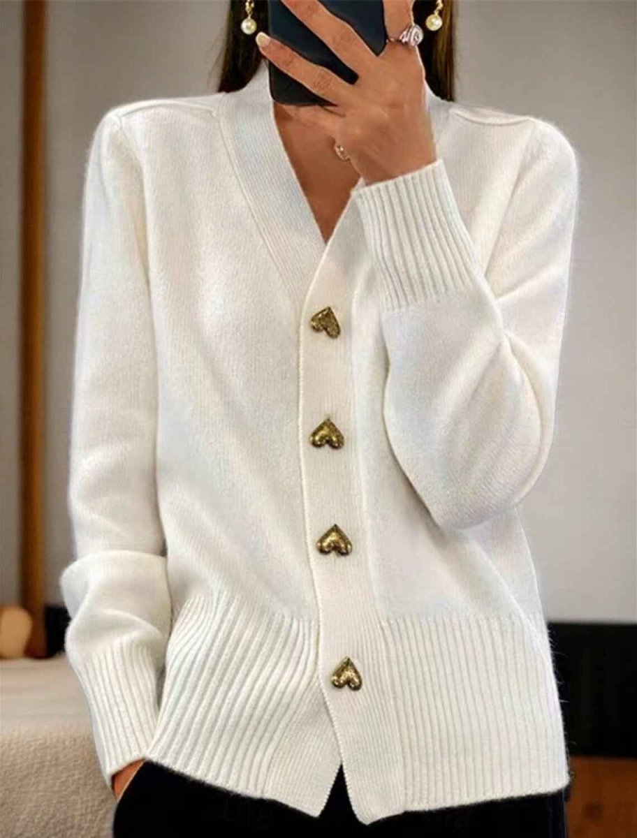 Strickjacke Damen | Herzknöpfe & V-Ausschnitt