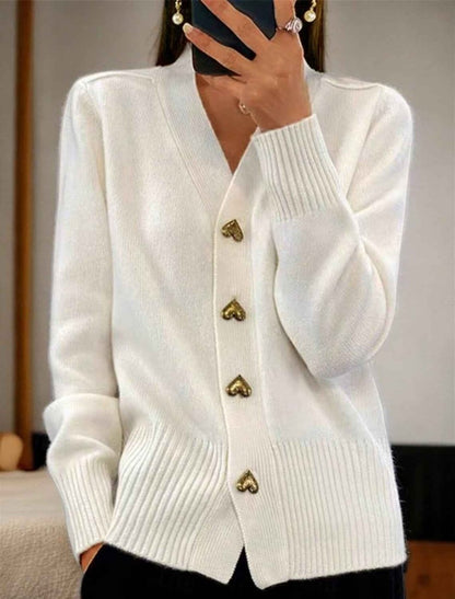 Strickjacke Damen | Herzknöpfe & V-Ausschnitt