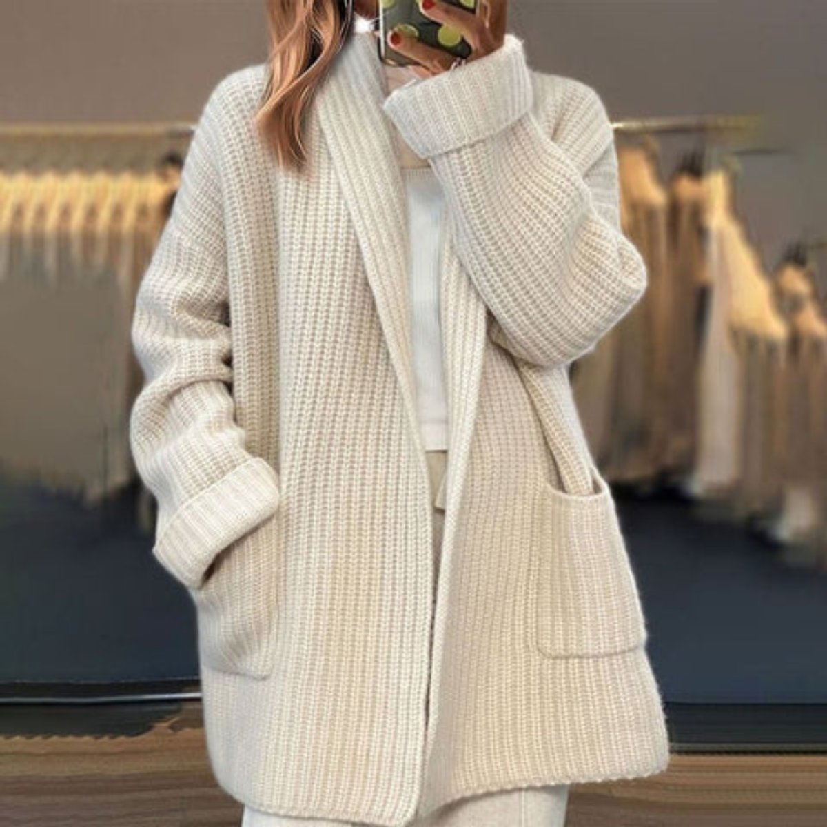 Strickjacke Damen | Oversize mit V-Ausschnitt