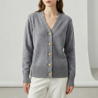 Strickjacke Damen | V-Ausschnitt & Verzierte Knopfleiste