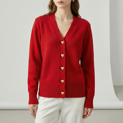 Strickjacke Damen | V-Ausschnitt & Verzierte Knopfleiste