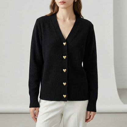 Strickjacke Damen | V-Ausschnitt & Verzierte Knopfleiste