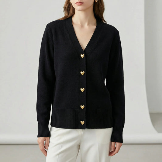 Strickjacke Damen | V-Ausschnitt & Verzierte Knopfleiste