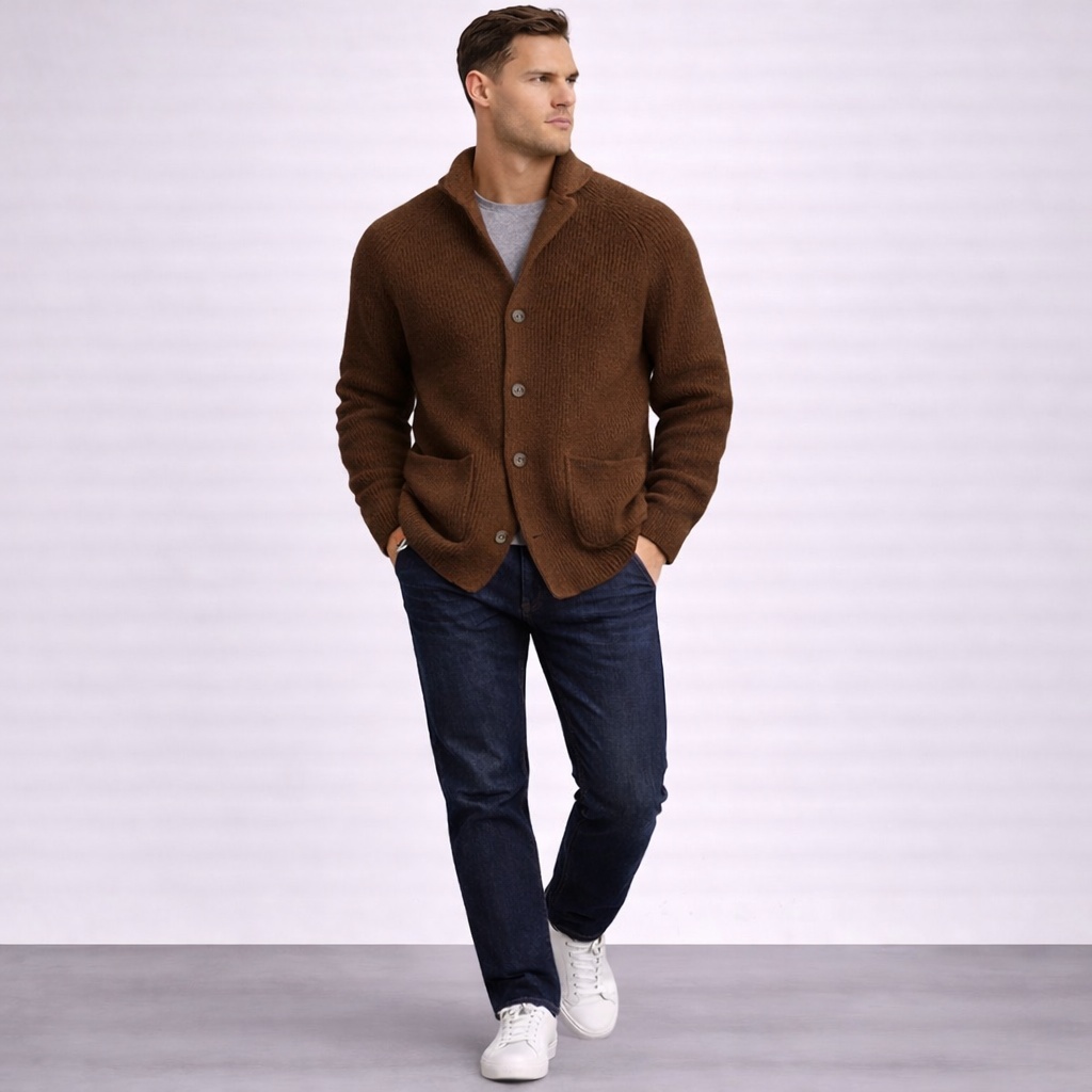 Strickjacke Herren | Schalkragen & Kräftiger Rippstrick