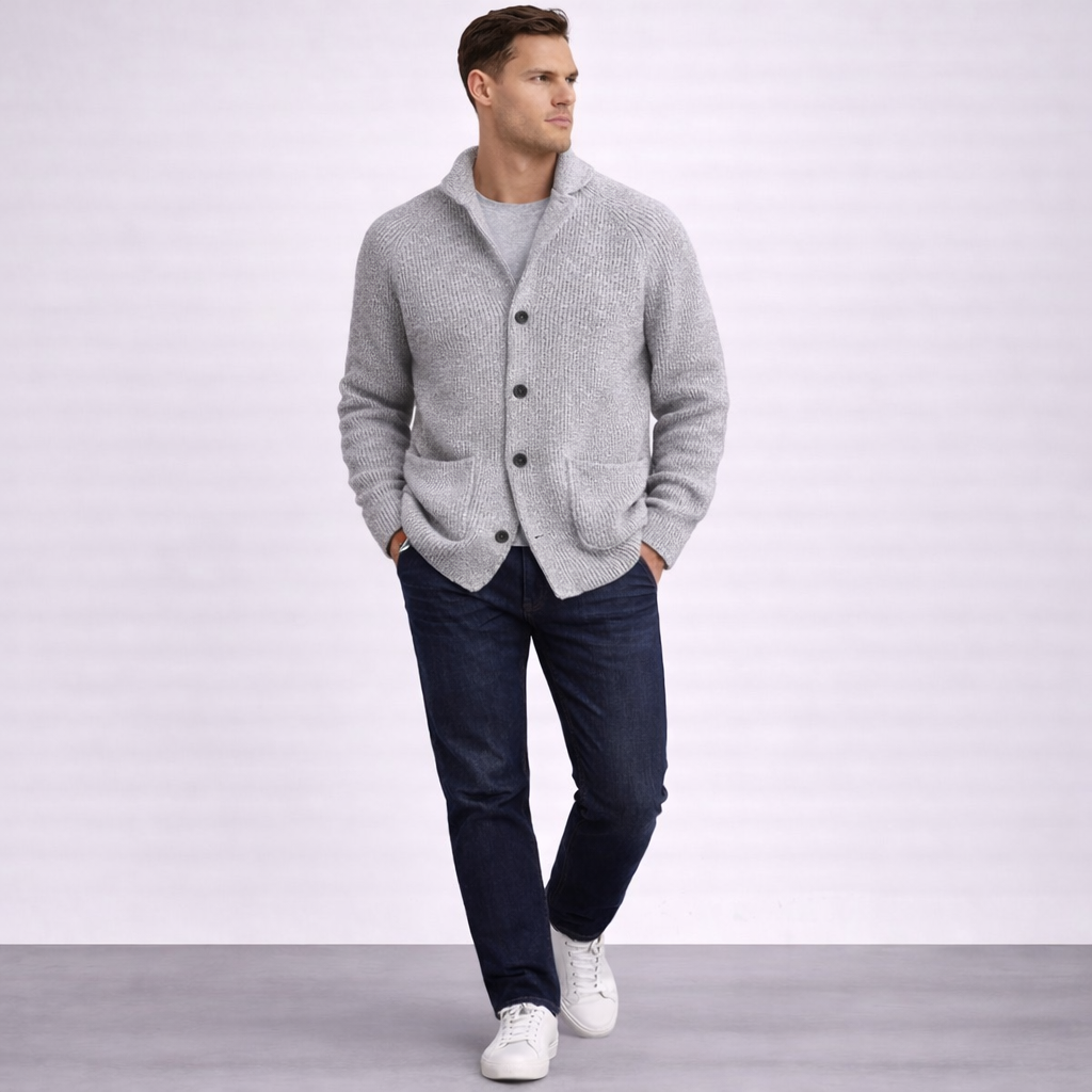 Strickjacke Herren | Schalkragen & Kräftiger Rippstrick