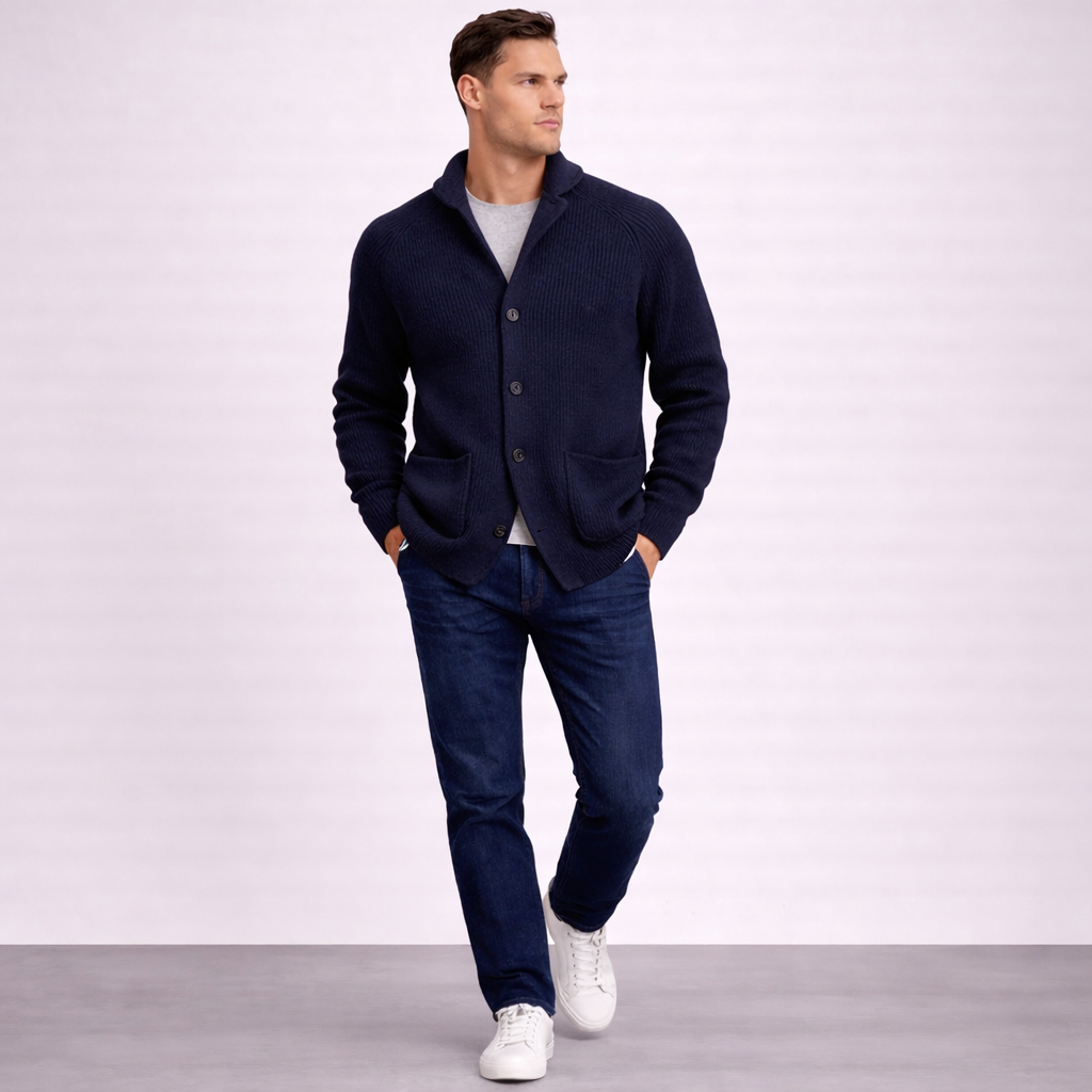 Strickjacke Herren | Schalkragen & Kräftiger Rippstrick