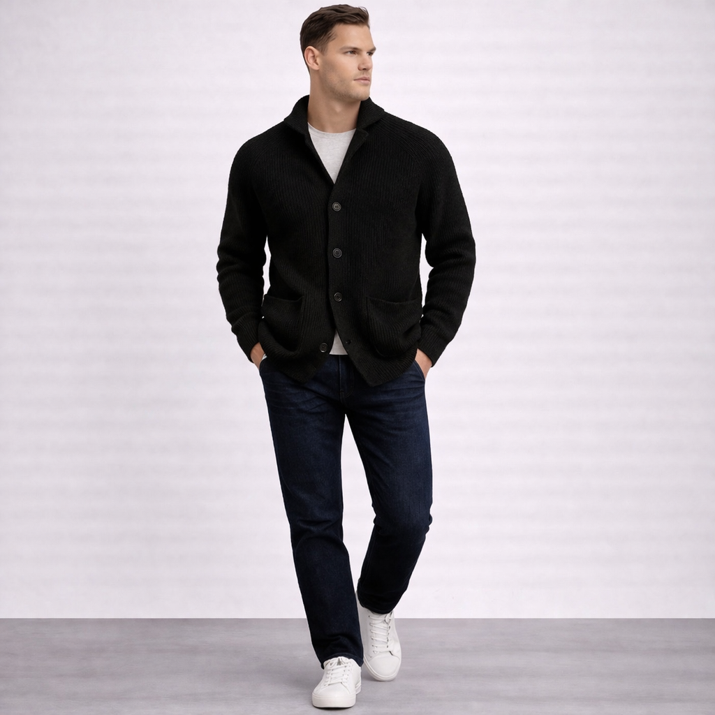 Strickjacke Herren | Schalkragen & Kräftiger Rippstrick