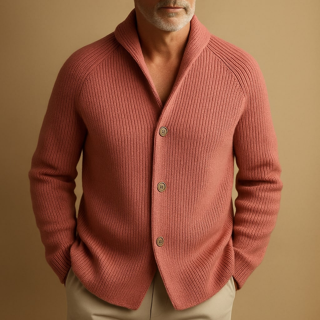 Strickjacke Herren | Stehkragen & Knopfleiste