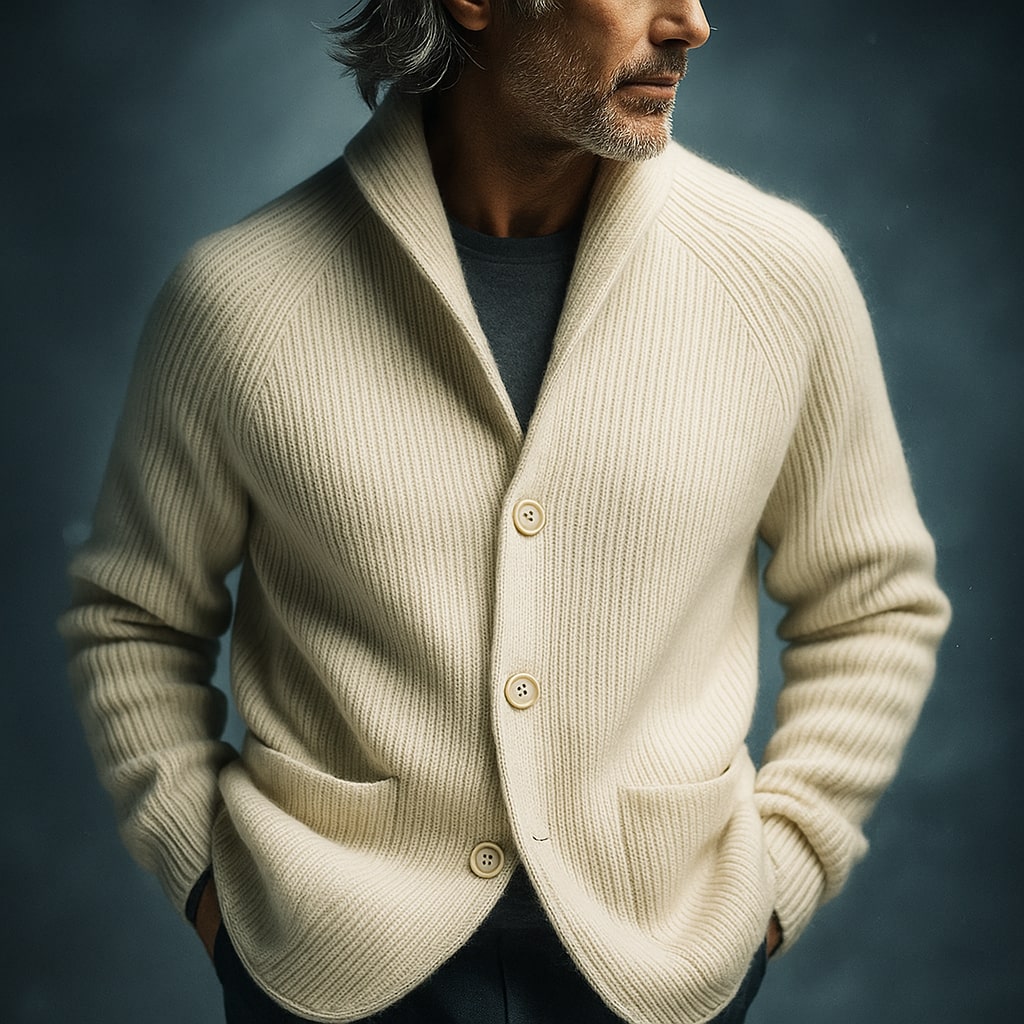 Strickjacke Herren | Stehkragen & Knopfleiste