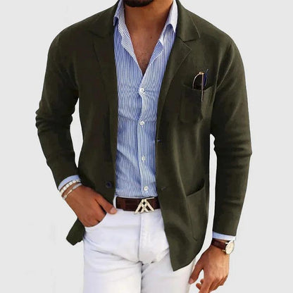 Strickjacke für Herren | Monochromes Design, lange Ärmel