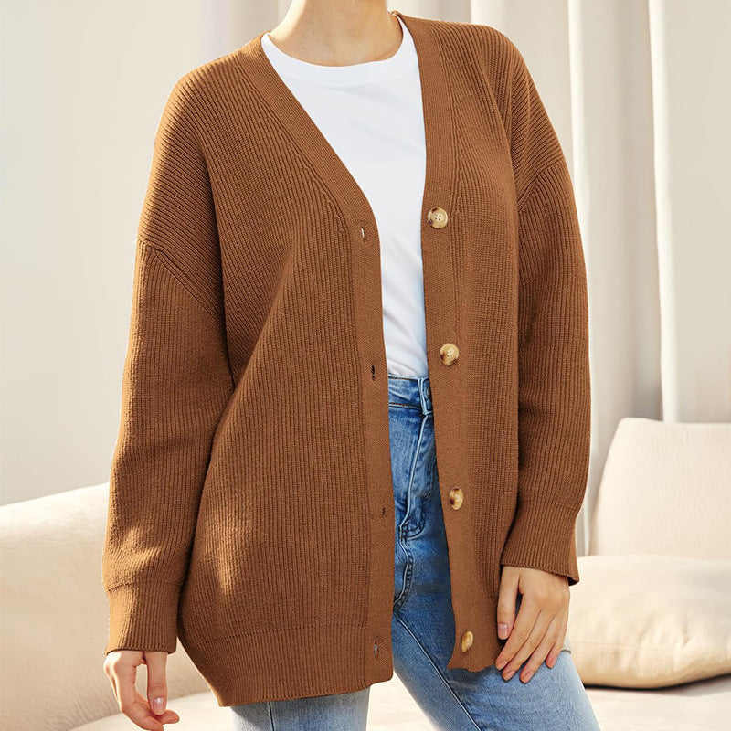 Damen Cardigan mit Knopfdetail V-Ausschnitt | Relaxed Fit